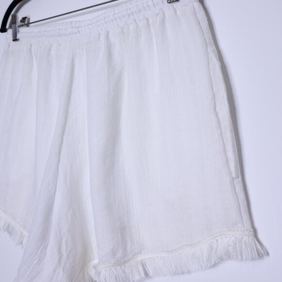 ROBIN PICCONE Natalie Shorts White Fringe Lightweight Summer Cover Up Women's M - Picture 11 of 15